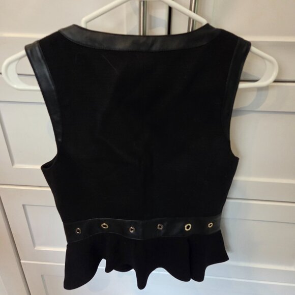 Bebe Black Sail Eyelet Detail Vest Top w/ Faux Leather Accents - Picture 2 of 6